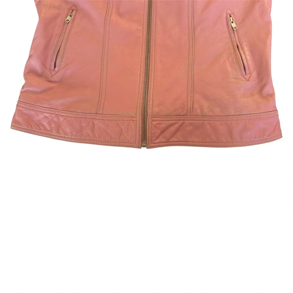 Y2K Wilson Genuine Leather Pink Moto Jacket - Picture 8 of 9